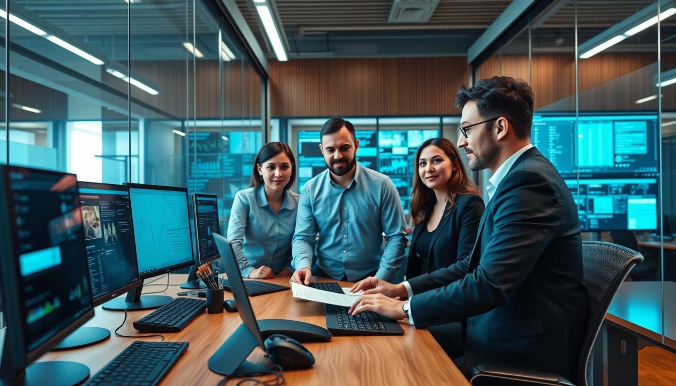 AI software company team and business technology strategy